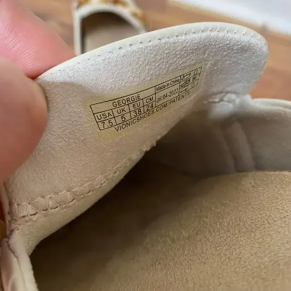 VIONIC Georgie Chain Detail Mule Clog Cream Leather Size 7.5 - Picture 9 of 11